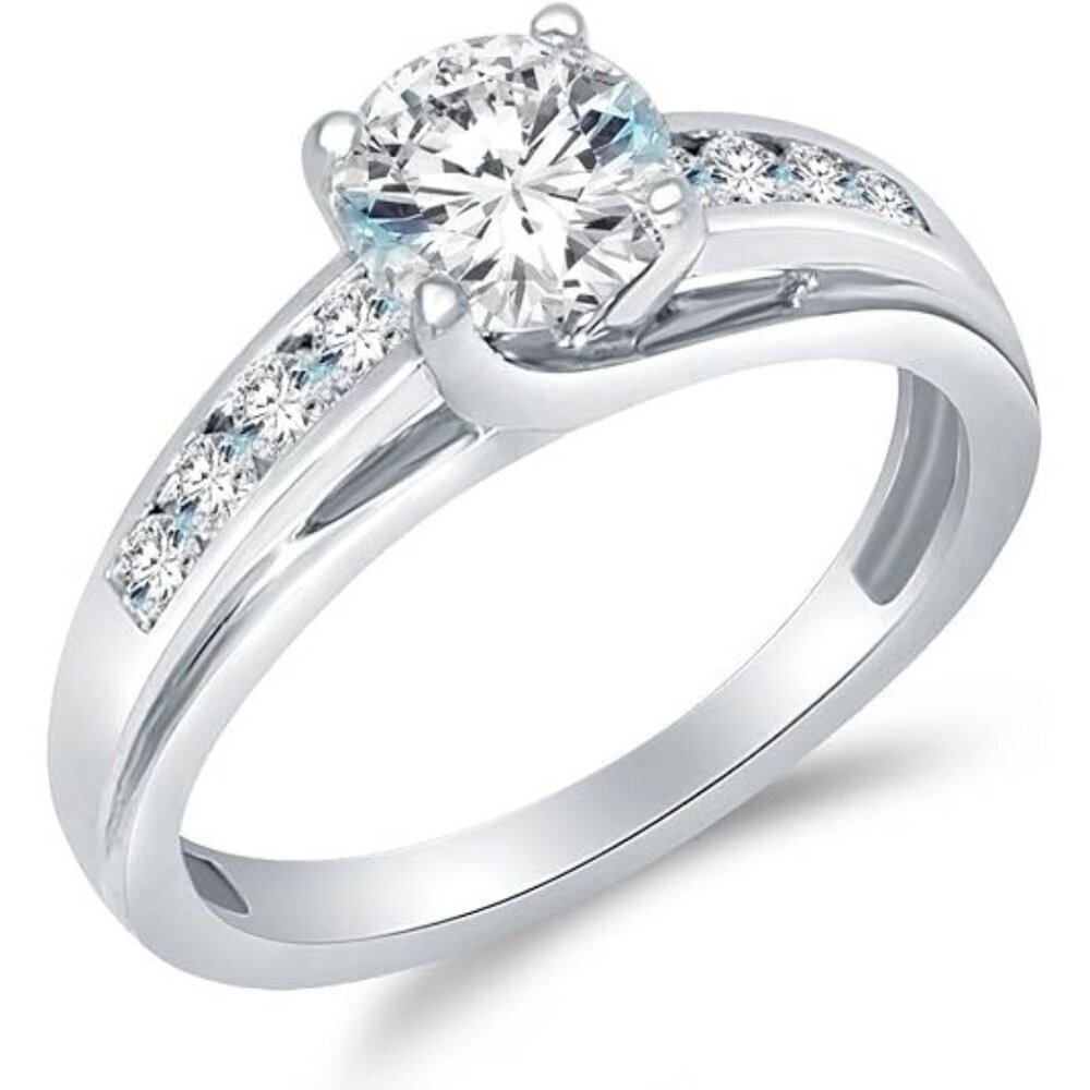 Solid 925 Sterling Silver Engagement Ring Solitai… - image 1